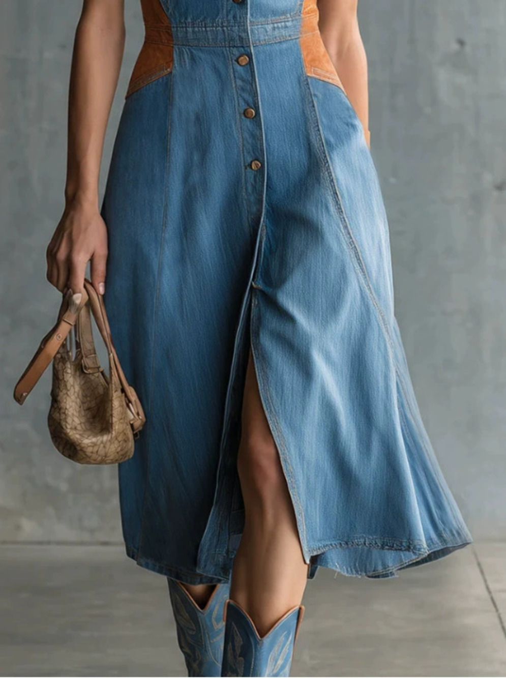 FOREVER 21 Womens Western Style Casual Solid Color Denim Skirt